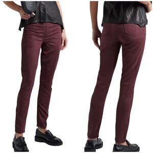 Rag & Bone NWT Embroidered Faux Suede Slim Leg Pants Burgundy Size XS Pull-On